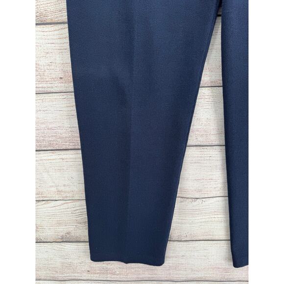 St. John Basics Pleated Knit Pull On Pants Womens 12 Navy Blue - Picture 5 of 8